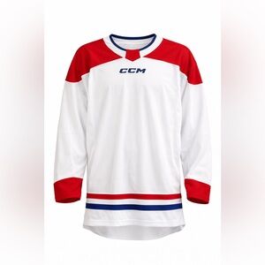54. CCM • NWT Senior Goalie Jersey Red and White Hockey Jersey PTP 33”